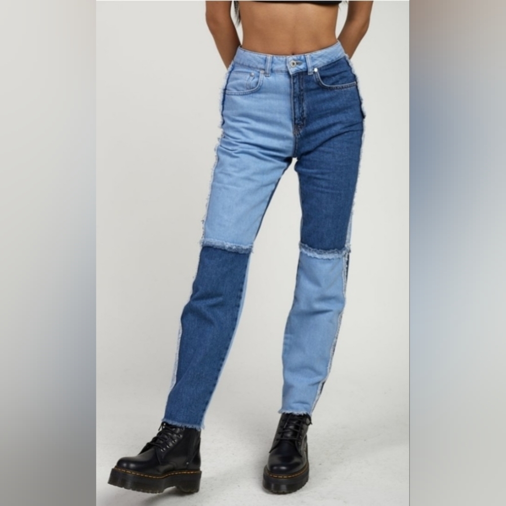 THE RAGGED PRIEST Equilibrium Jeans Blue Patchwork Size 28